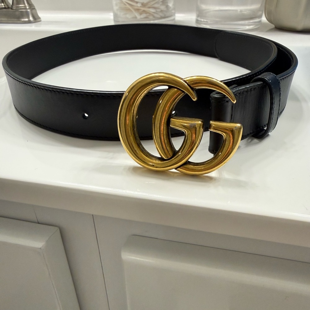 Gucci GG Marmont Black Leather Belt